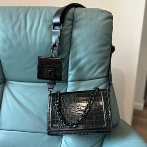 Aldo black faux snakeskin crossbody bag